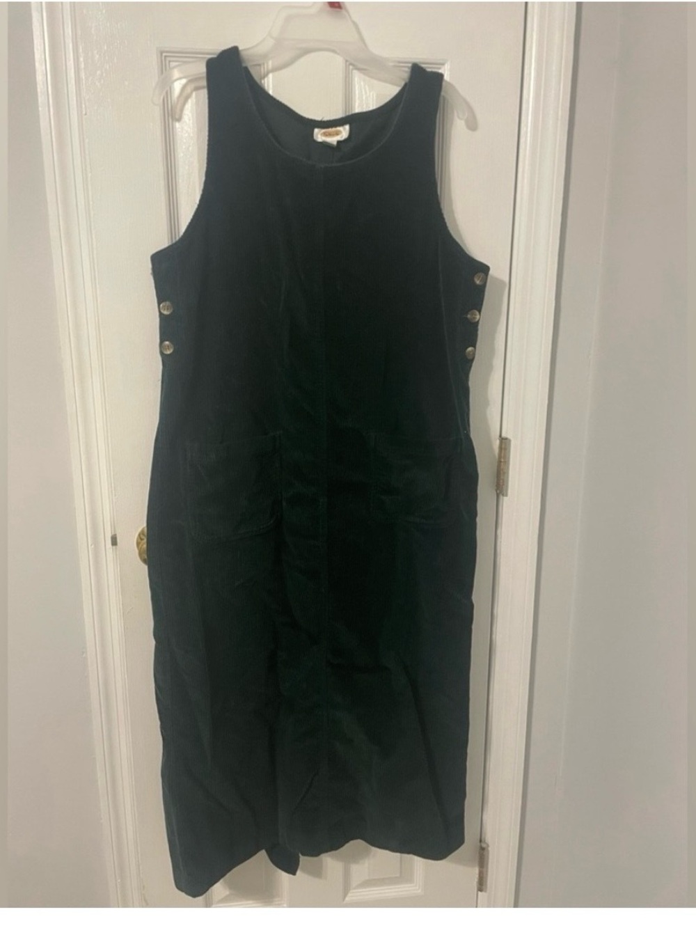 Vintage Green Corduroy Midi Dress